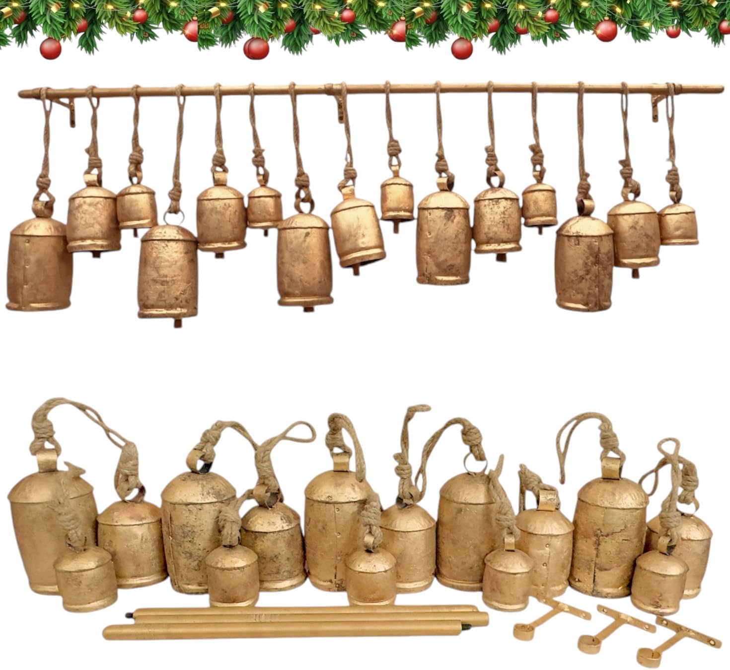 Christmas Stocking Hanging - Sinos Gigantes Rústicos de Natal RW