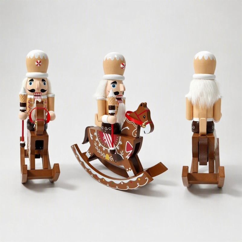 Nutcracker Figurine - Decoração quebra-nozes cavalo balanço com cores