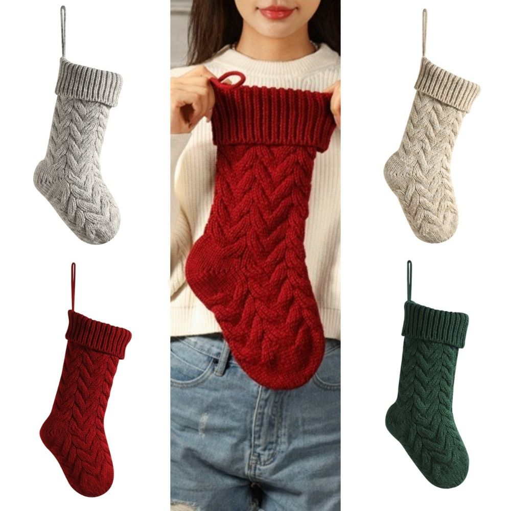Meias de natal de malha fofas  - Christmas Stocking Hanging avaliação e preço